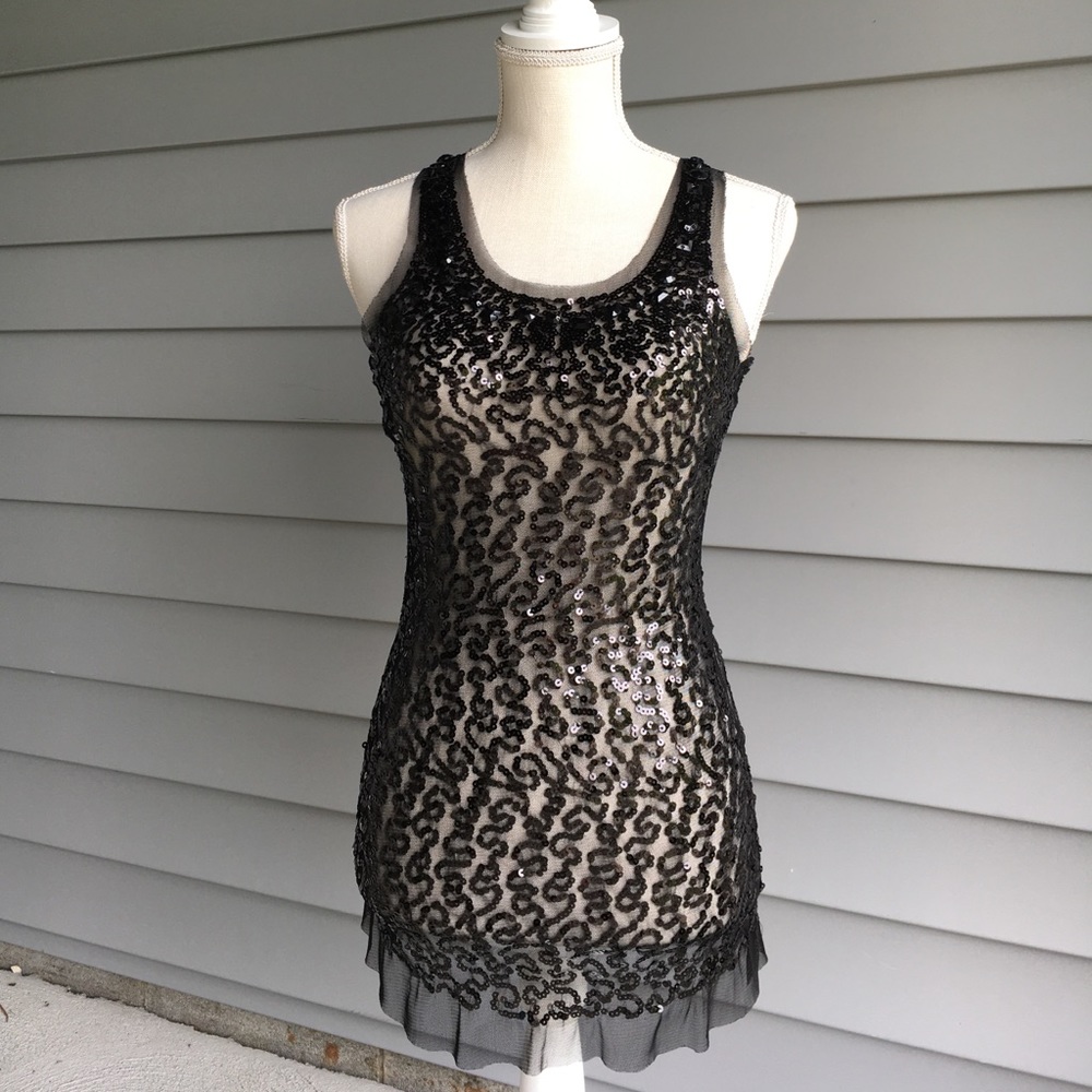 Black Sequin Tank Top